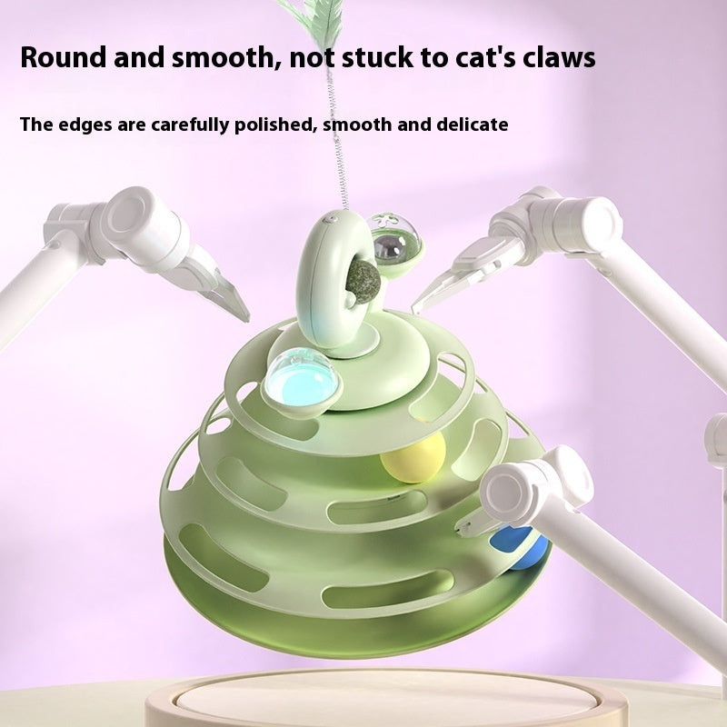 4-Layer Cat Track Toy Tower with Rolling Balls | Interactive Puzzle Exercise Toy for Cats | Pawluxe
