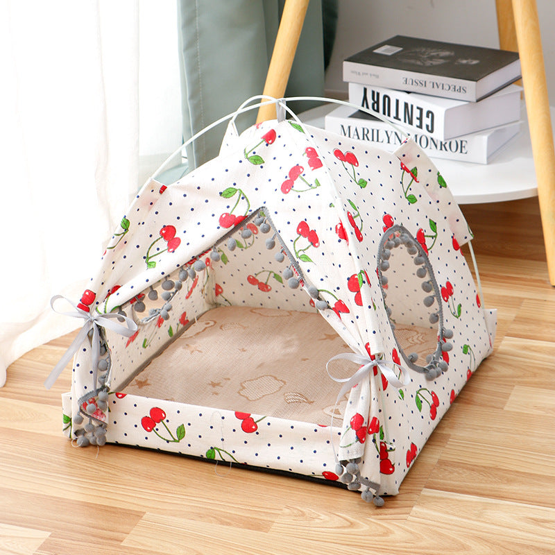 Cute Cat House, Pet Bed Foldable Portable Enclosed Pet Bed