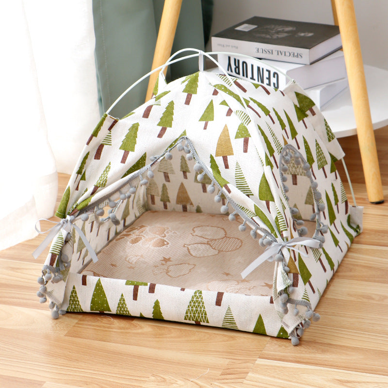 Cute Cat House, Pet Bed Foldable Portable Enclosed Pet Bed