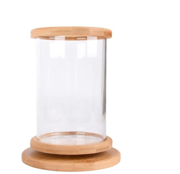 Mini Glass Aquarium Fish Tank with Bamboo Base – Modern Desk Decor Bowl | Pawluxe