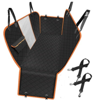 Waterproof Dog Car Seat Cover Hammock with Mesh Window & Safety Straps