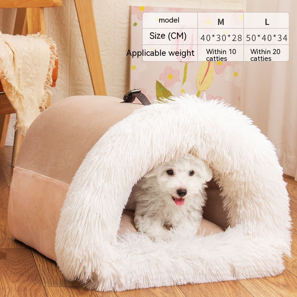 Warm Plush Pet Nest Bed for Dogs & Cats