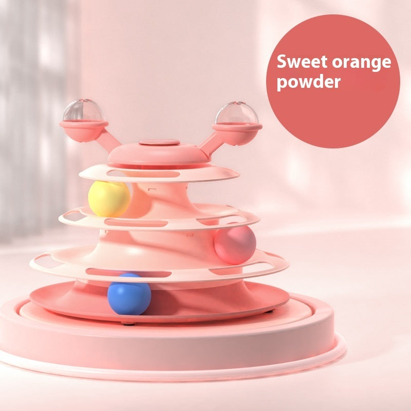 4-Layer Cat Track Toy Tower with Rolling Balls | Interactive Puzzle Exercise Toy for Cats | Pawluxe