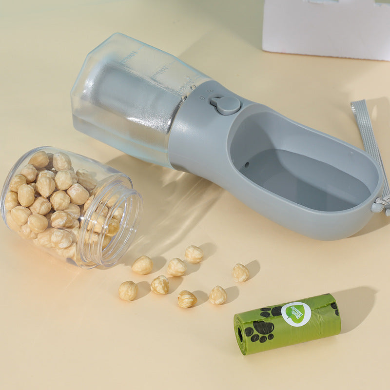 Portable 3-in-1 Dog Water Bottle with Food & Waste Bag