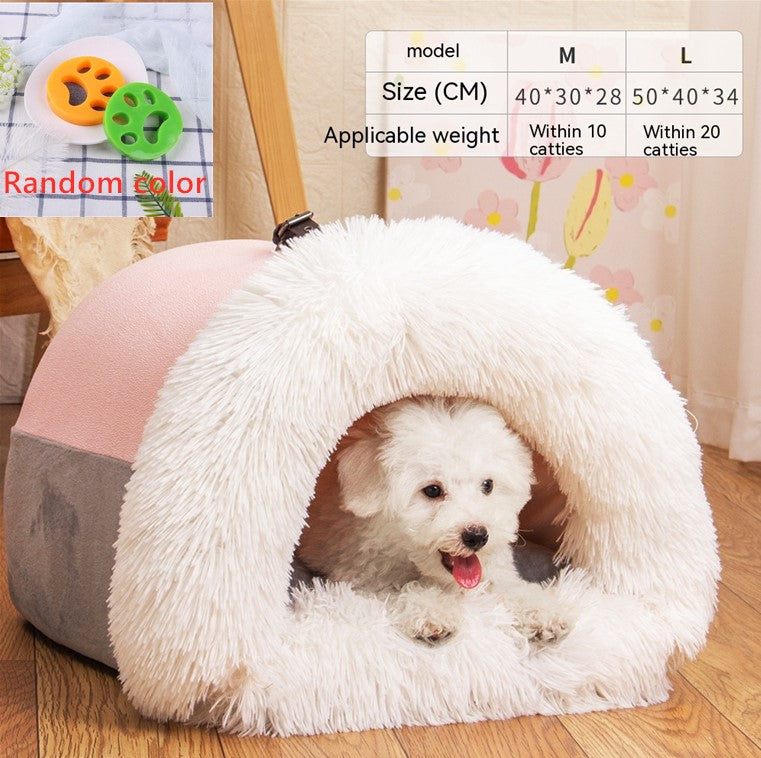 Warm Plush Pet Nest Bed for Dogs & Cats